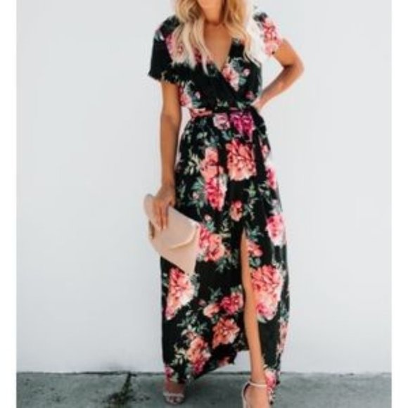 Vici Rosemallow Bardot Floral Rose Maxi Dress S - Picture 3 of 4